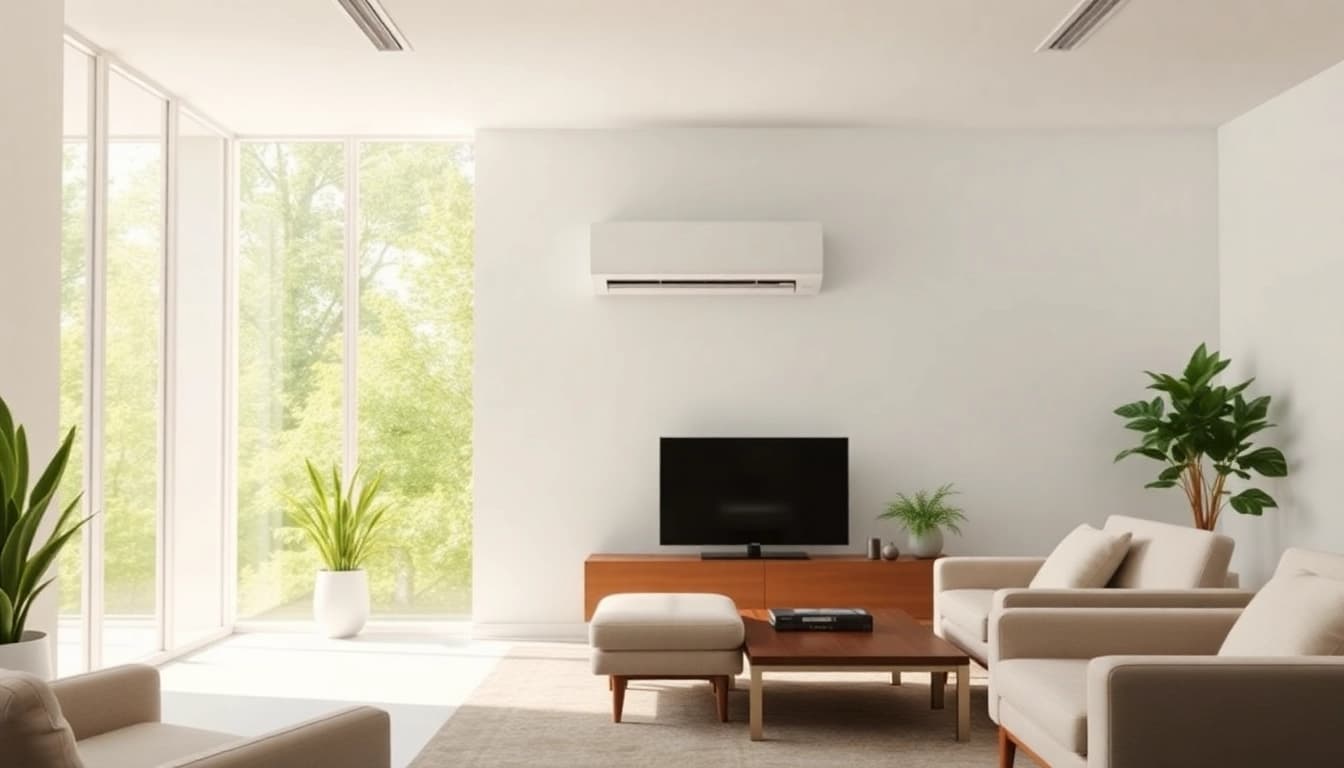 Installing a Mitsubishi mini split AC elegantly enhances modern interior decor.