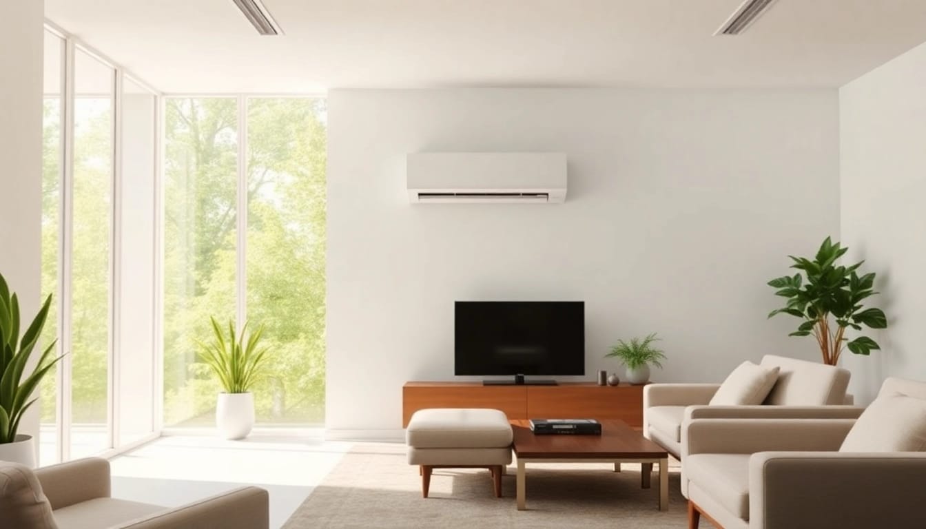 Installing a Mitsubishi mini split AC elegantly enhances modern interior decor.