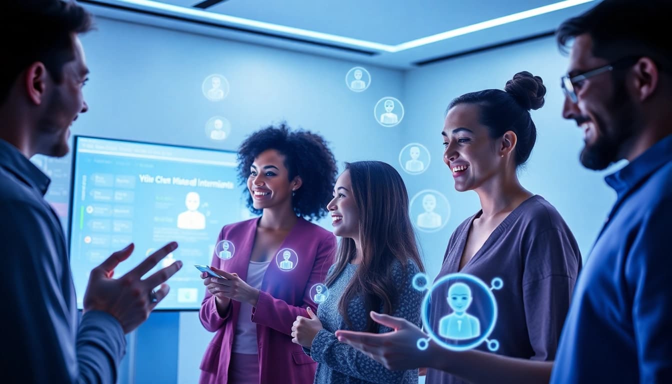 Engaging users with Crushon AI technology in a modern, interactive setting.