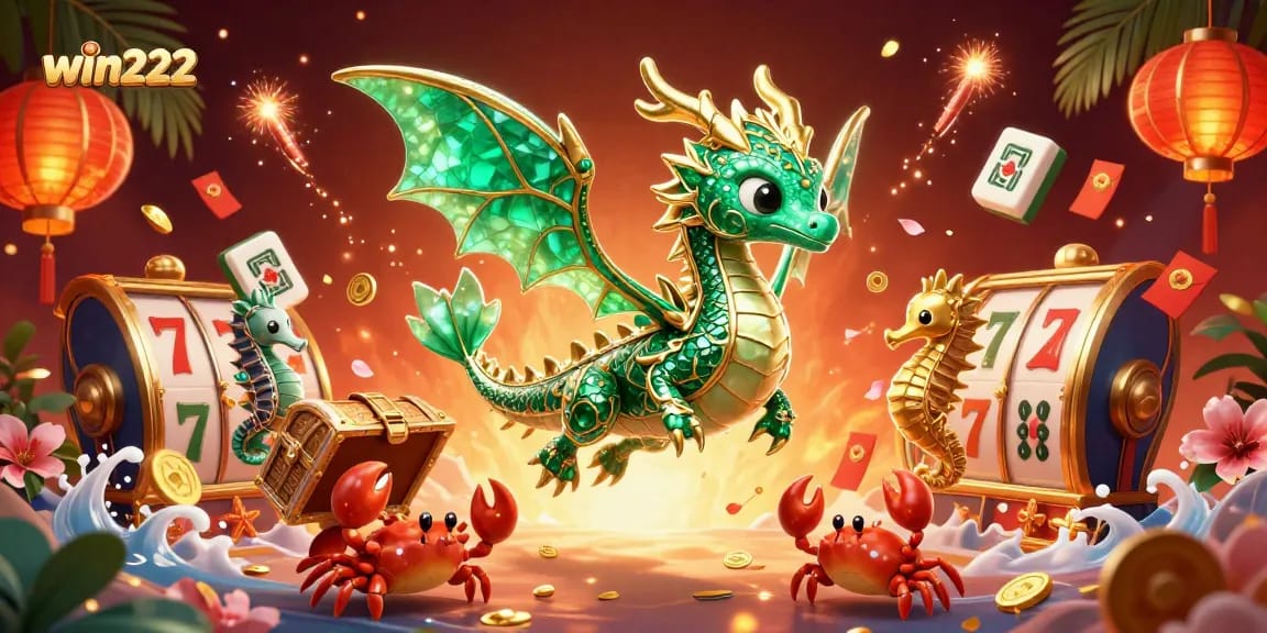 Experience thrilling gameplay with win222's exciting slot games surrounded by vibrant treasures.