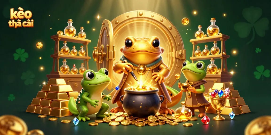 Experience thrilling kèo nhà cái action with a golden salamander alchemist and vivid treasure in a dynamic scene.