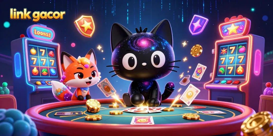 Engage with link gacor in action, witnessing innovative slot gaming and vibrant characters.