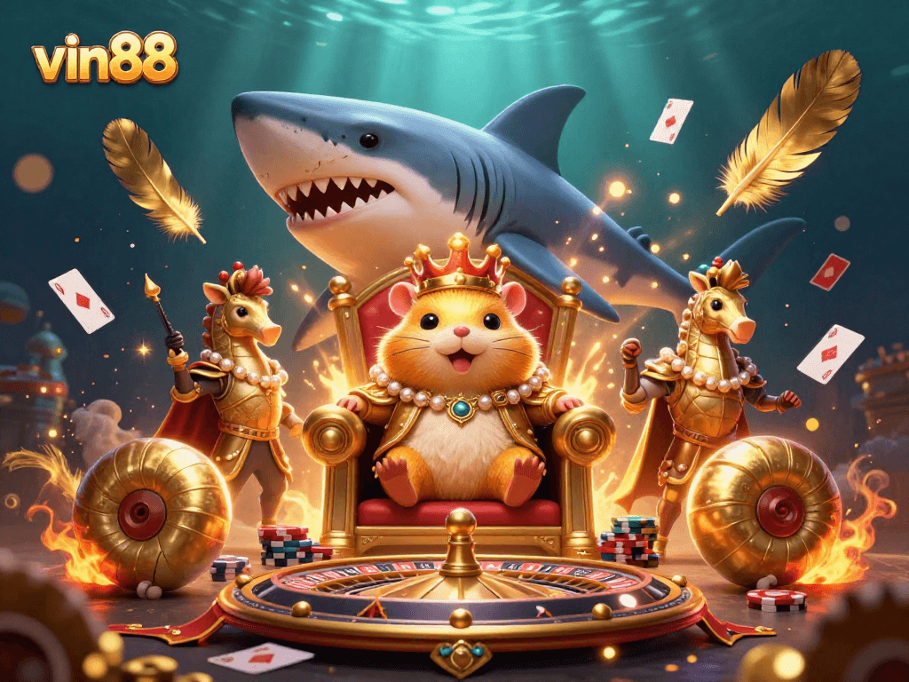Experience the vin88 thrilling world of gambling through this vibrant 3D illustration