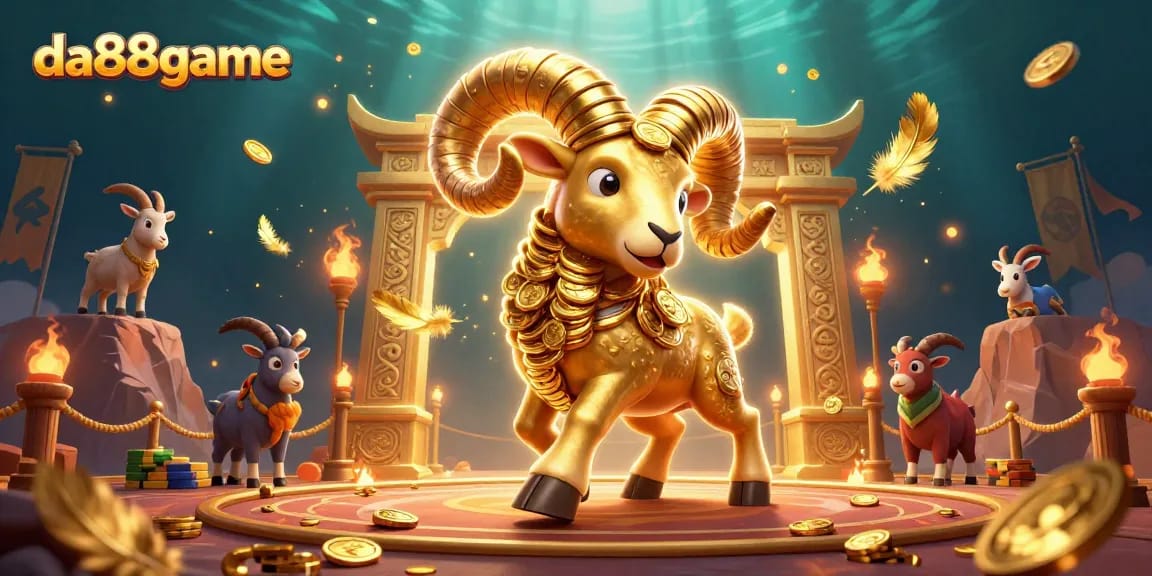 Engage with the da88game experience featuring thrilling moments of a golden ram charging towards glory.