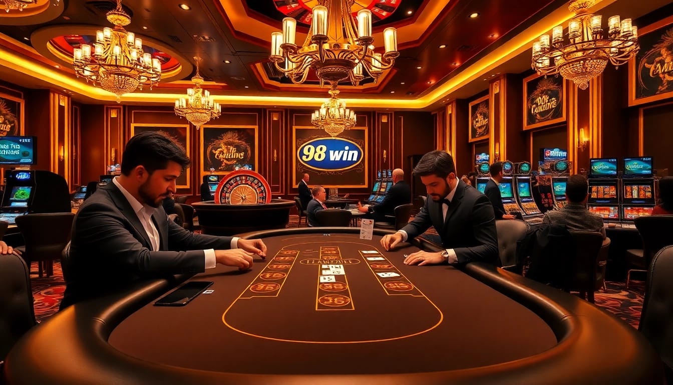 Experience the thrill of 98 win at a luxurious blackjack table with professional players.
