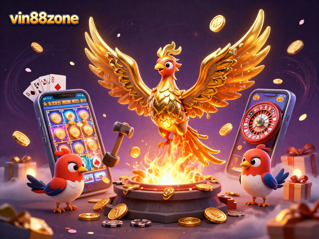 Spin to win with vin88zone’s captivating golden phoenix and dynamic gambling elements.