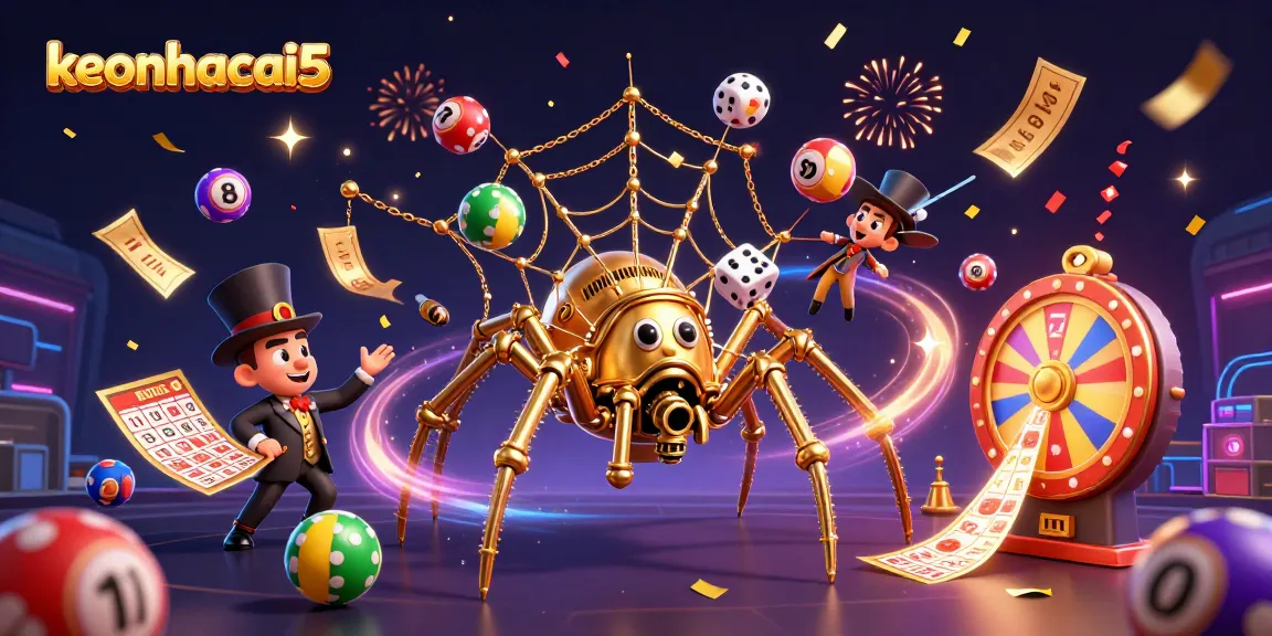 Join the excitement with keonhacai5 as a golden spider weaves a captivating gambling web.