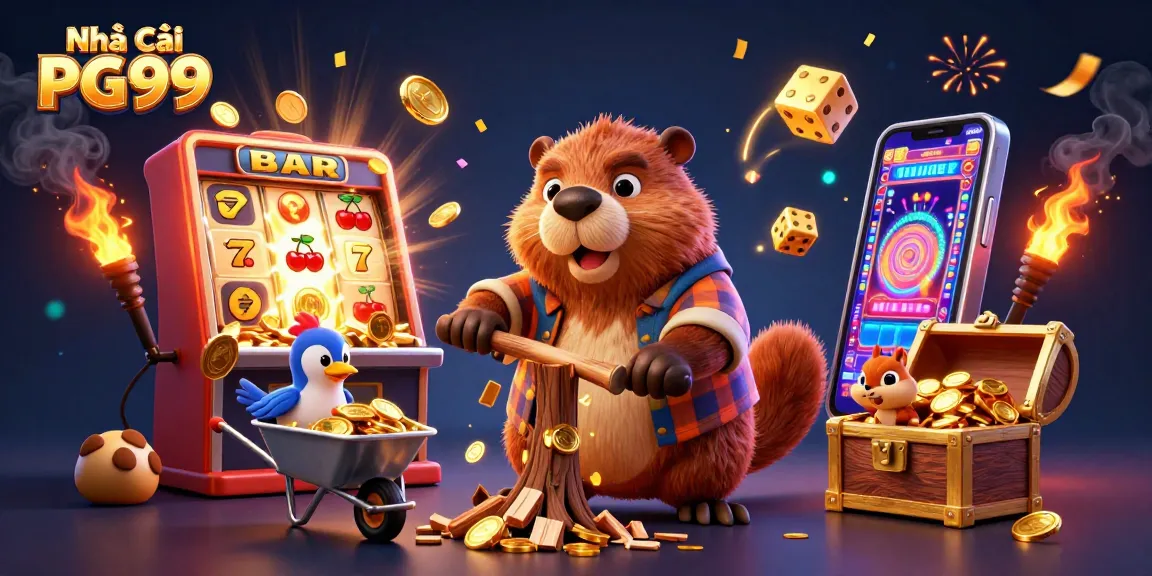 Spin big at Nhà Cái PG99 with exciting games and winning opportunities, surrounded by golden treasures.
