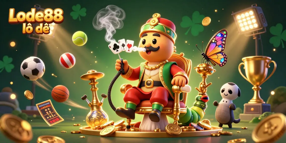 Experience Lode88 lô đề with lively sports elements and an enchanting caterpillar character in this 3D illustration.