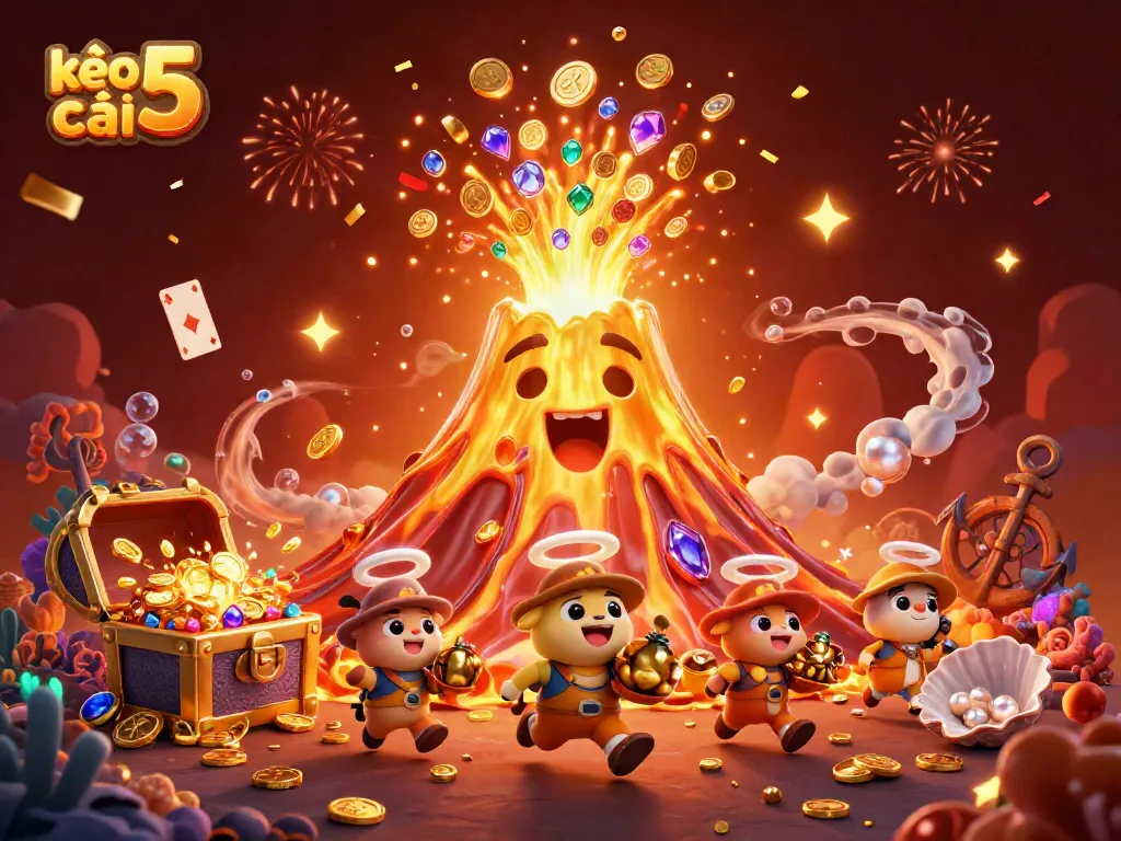 Experience the thrill of kèo nhà cái 5 with a vibrant, triumphant casino scene overflowing with treasure.