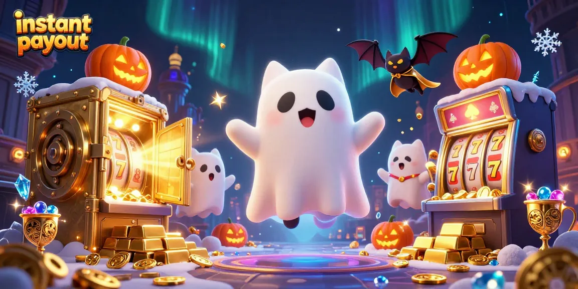 Experience instant casino payout excitement with a floating ghost cat and treasures!