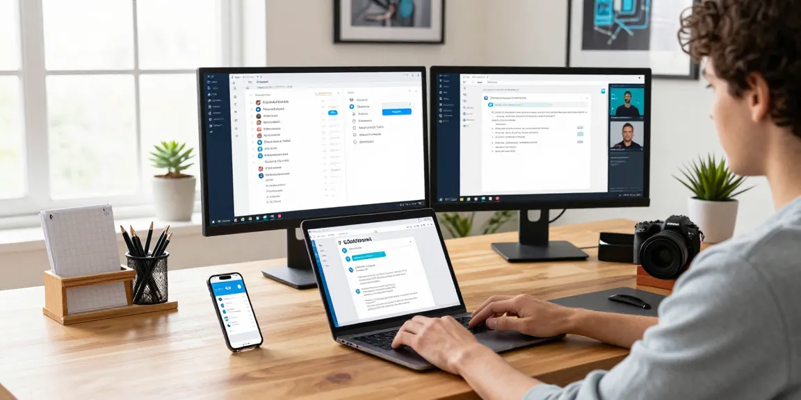 Explore Telegram Download in a modern home office with tech setup.