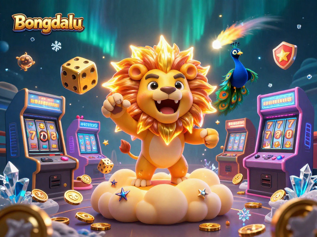 Bongdalu showcases a vibrant 3D casino scene with golden dice and arcade elements in a stunning visual.