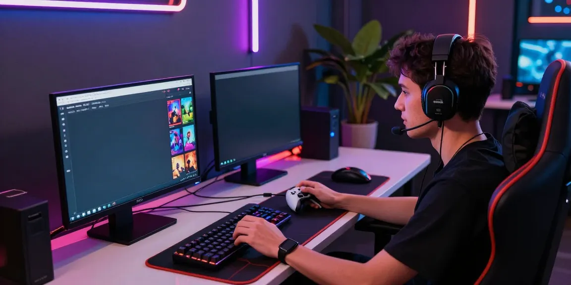 Online gaming enthusiast at modern gaming setup on https://man88.hair/ showcasing vibrant atmosphere and engaging games.