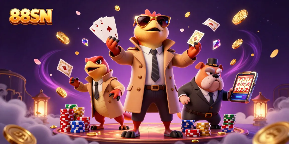 Join the fun at 88SN, featuring raptors in disguise and dazzling casino elements!