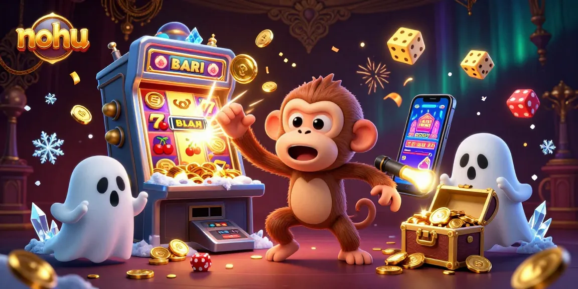 Nohu showcases a mischievous poltergeist monkey juggles casino elements in a haunted setting
