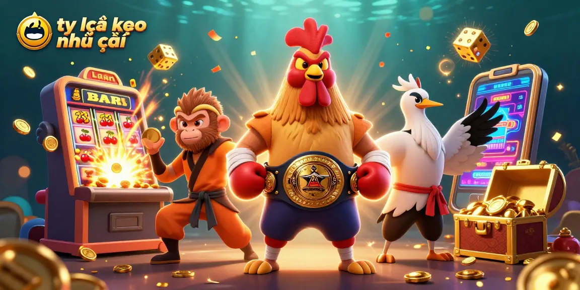 Engage with tỷ lệ kèo nhà cái as characters celebrate wins in a vibrant casino scene.