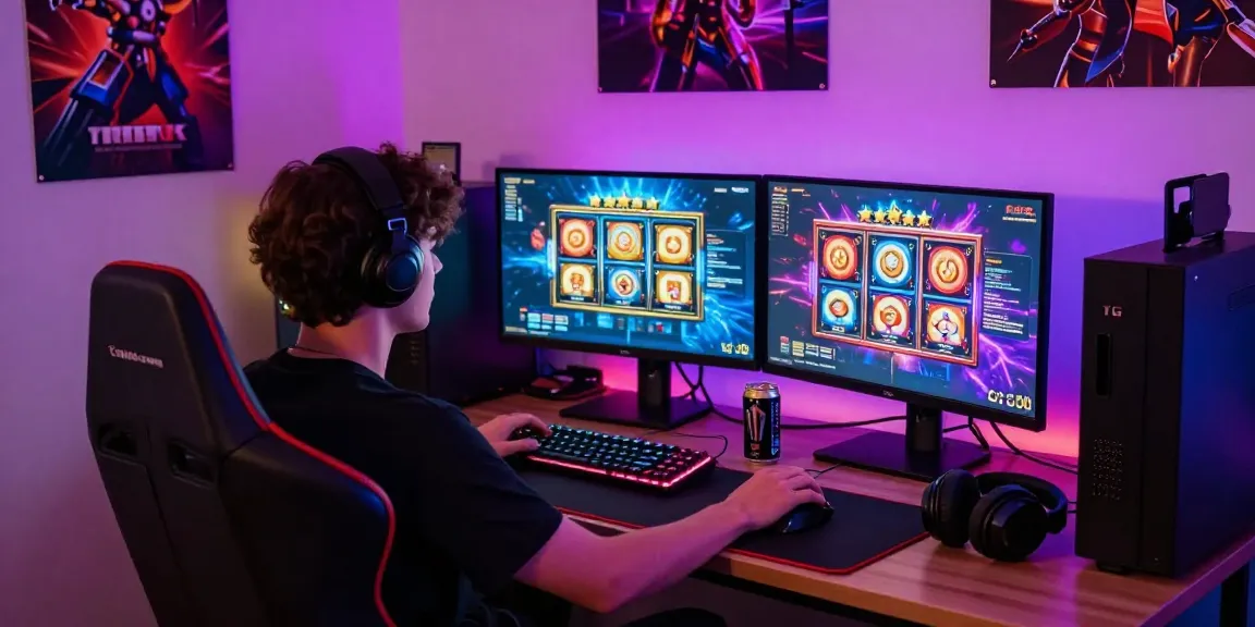 Engaging scene of rokok88 slot login with vibrant gaming setup and colorful graphics.
