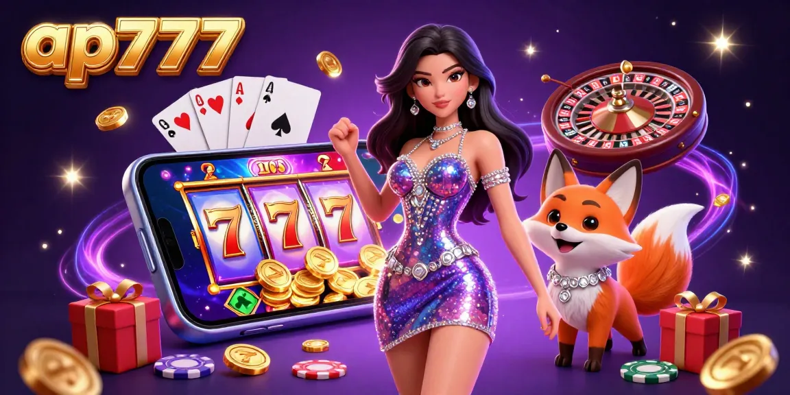 Ganhe grande nos slots com ap777, apresentando uma cena de cassino deslumbrante com elementos de jogo vibrantes.