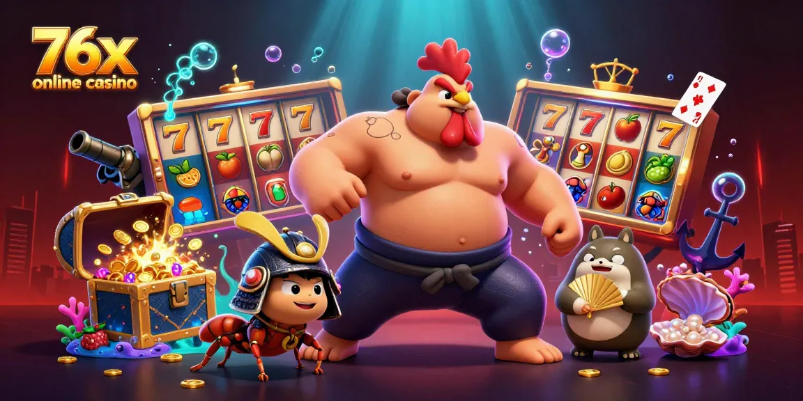 Experience thrilling gameplay at 76x online casino with vibrant characters and dynamic slot elements.