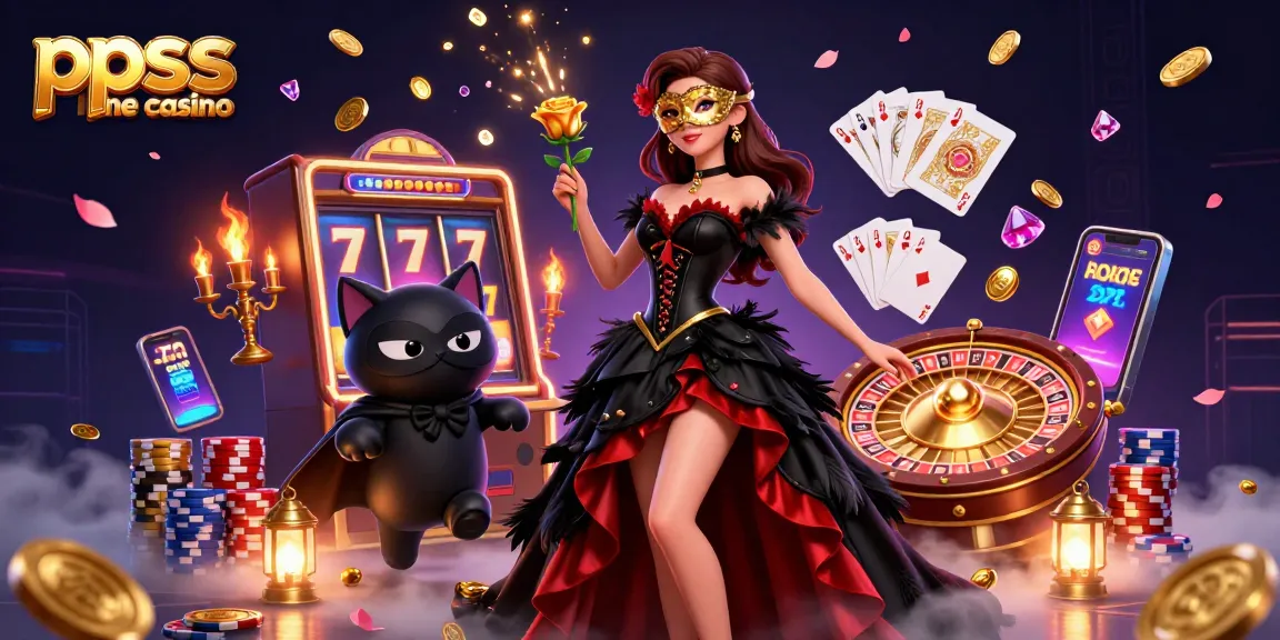 Participate in thrilling games at ppss online casino with glamorous characters amidst a vibrant casino scene.