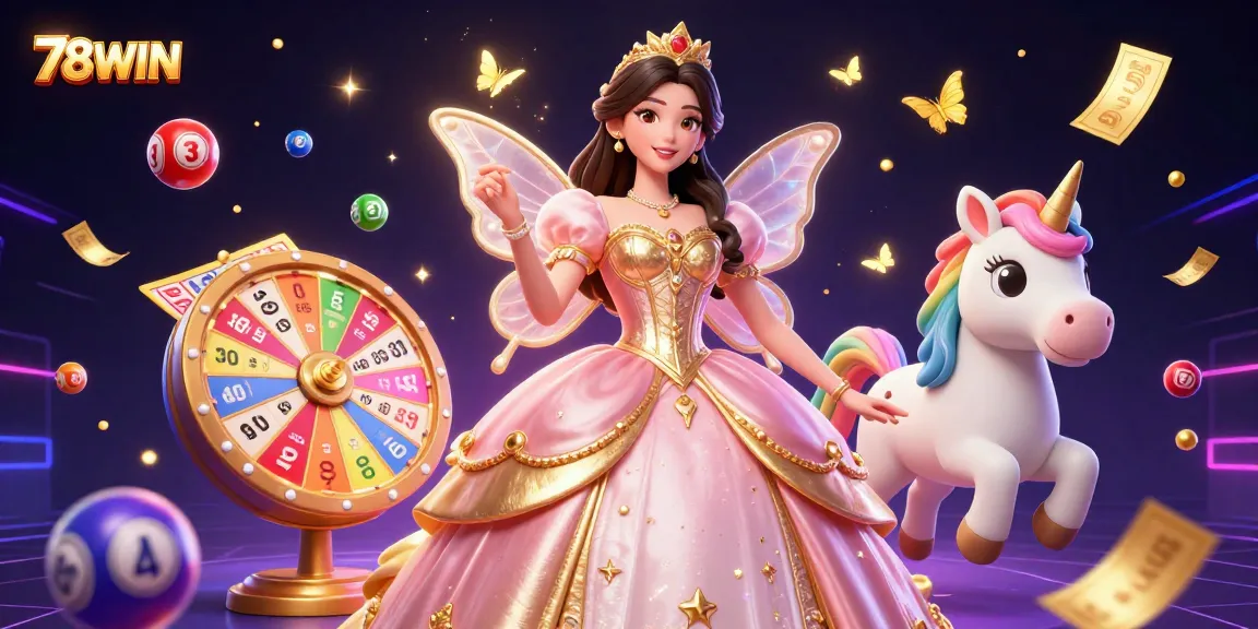 Experience the thrilling world of online gambling with 78WIN in a vibrant casino-themed scene.