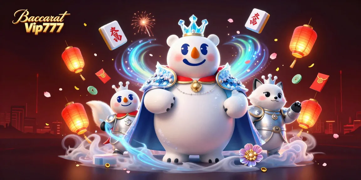 Engage in Baccarat Vip777 with the captivating ice king and fox amidst vibrant casino elements.