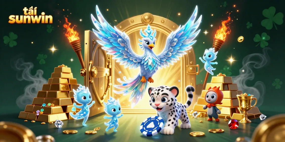 Experience the thrill of tải sunwin with an enchanting 3D illustration showcasing vibrant casino elements and characters.